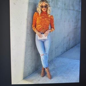Sunny dawn burnout velvet mock neck